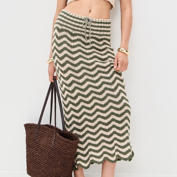Agua Bendita Mira Eta Skirt in Olive & Beige Size Large NEW - Picture 1 of 11